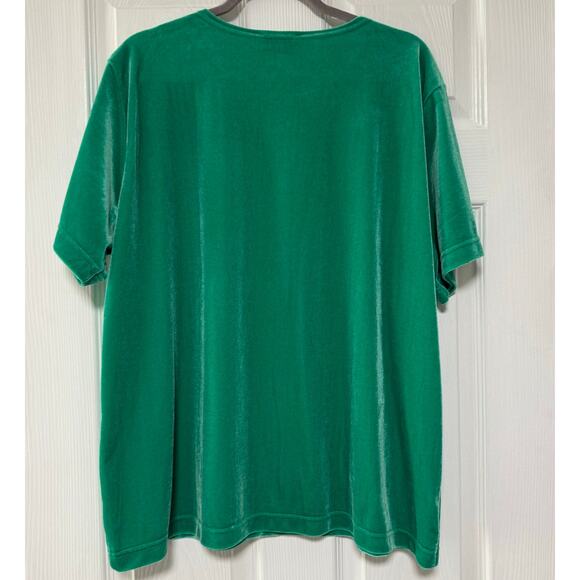 Quaker Factory Women's Green Velvet Embellished Top Size XL - Picture 8 of 10